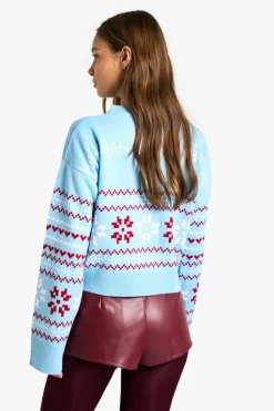 Jumpers*boohoo Apres Ski Christmas Crop Jumper blue