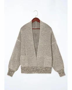 Cardigans*Azura Exchange Apricot Chunky Waffle Knit Oversized Collar Cardigan Beige