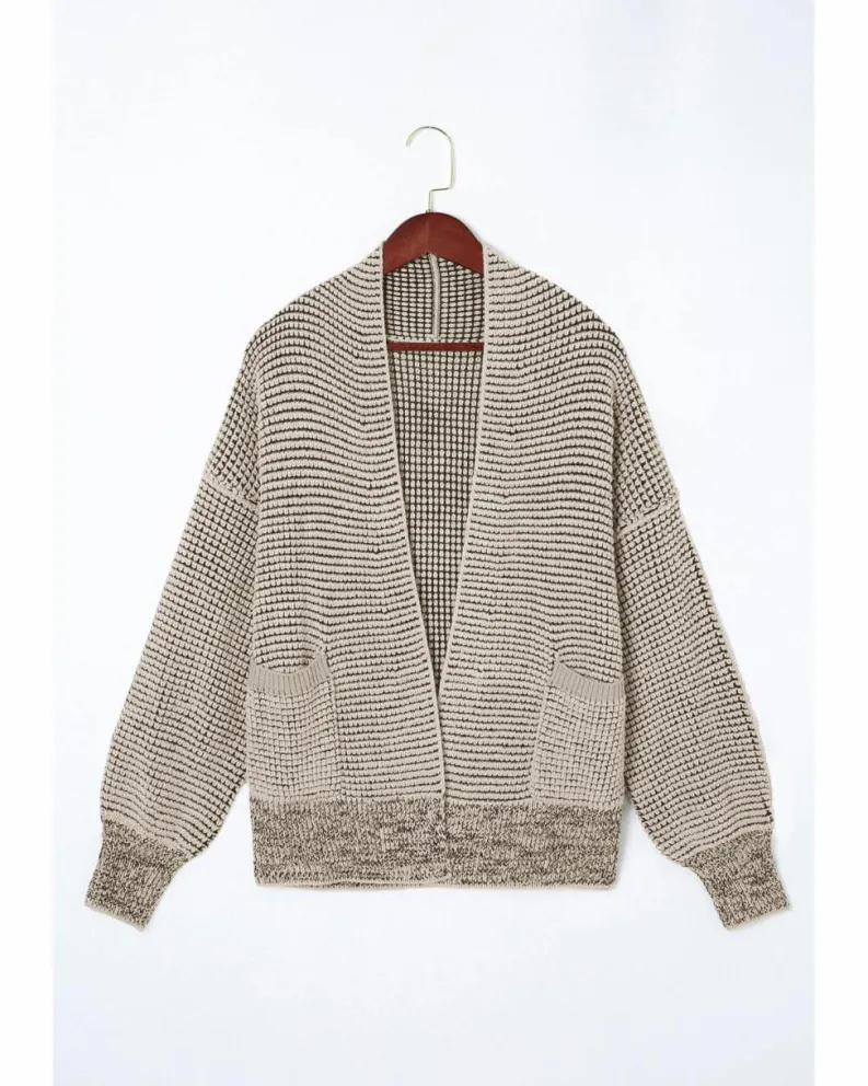 Cardigans*Azura Exchange Apricot Chunky Waffle Knit Oversized Collar Cardigan Beige