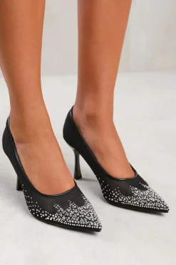Heels*Where's That From Aralyn' Court Shoe With Diamante Detailing Black