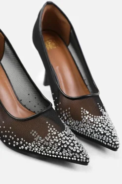 Heels*Where's That From Aralyn' Court Shoe With Diamante Detailing Black