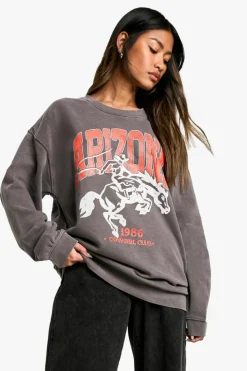 Sweatshirts|Hoodies & Sweatshirts*boohoo Arizona Cowgirl Club Overdyed Sweatshirt chocolate