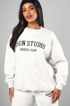 Sweatshirts|Dsgn Studio*boohoo Dsgn Studio Applique Oversized Sweatshirt ash grey