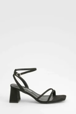 Heels*boohoo Asymmetric 2 Part Block Heels black