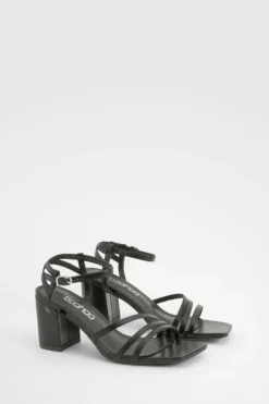 Heels*boohoo Asymmetric Strappy Detail Two Part Block Heels black