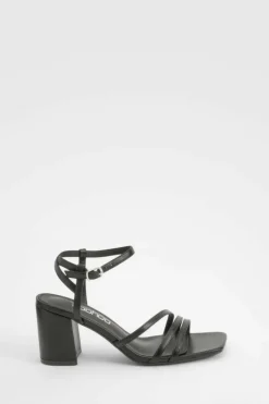 Heels*boohoo Asymmetric Strappy Detail Two Part Block Heels black