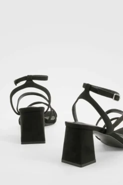 Heels*boohoo Asymmetric Strappy Low Block Heels black