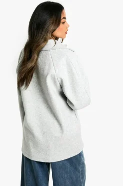 Up To 80% Off Winter Warmers|Wool Look Coats*boohoo Asymmetric Wool Look Jacket grey marl