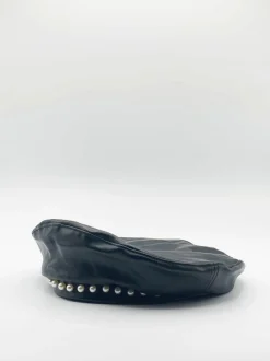 Hats & Gloves|Hats & Gloves*SVNX Ava PU Leather Beret With Faux Pearl Trims Black