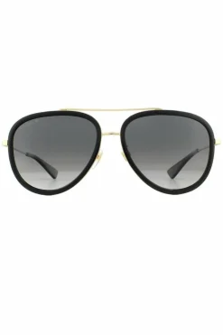 Sunglasses*Gucci Aviator And Gold Grey Gradient Polarized Sunglasses Black
