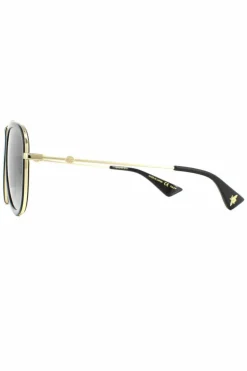Sunglasses*Gucci Aviator And Gold Grey Gradient Polarized Sunglasses Black