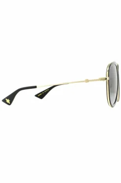 Sunglasses*Gucci Aviator And Gold Grey Gradient Polarized Sunglasses Black