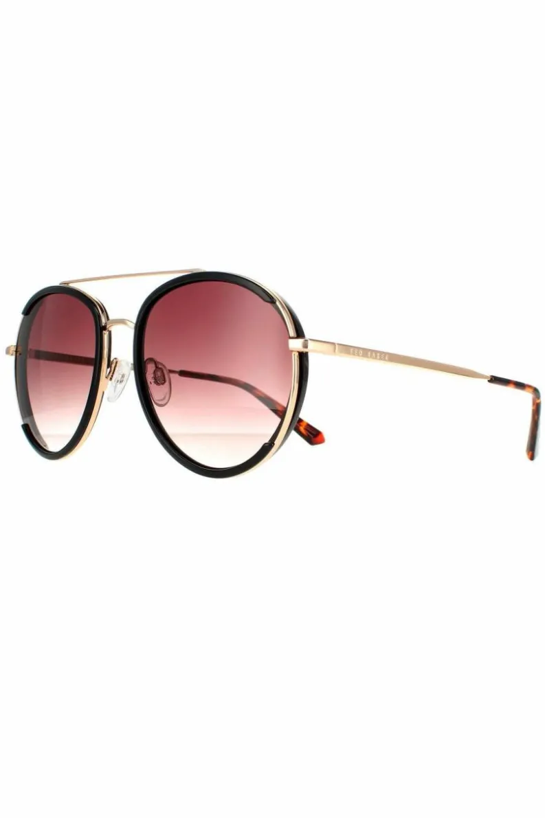 Sunglasses*Ted Baker Aviator Gold Brown Gradient TB1638 Gaia Black