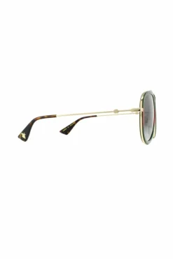 Sunglasses*Gucci Aviator Green Red Green Gradient Sunglasses Gold