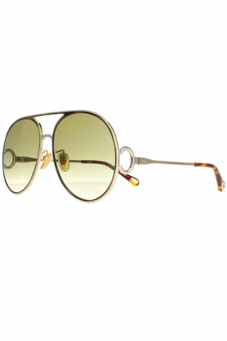 Sunglasses*Chloe Aviator Havana Green Gradient CH0145S Sunglasses Gold