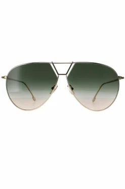 Sunglasses*Victoria Beckham Aviator Khaki Grey Gradient VB208S Gold