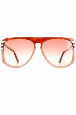 Sunglasses*Chloe Aviator Shiny Blonde Havana Orange Gradient CH0104S Brown