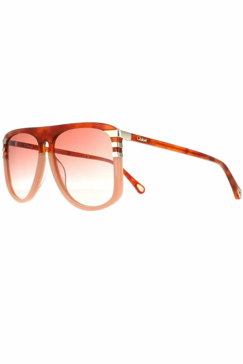 Sunglasses*Chloe Aviator Shiny Blonde Havana Orange Gradient CH0104S Brown