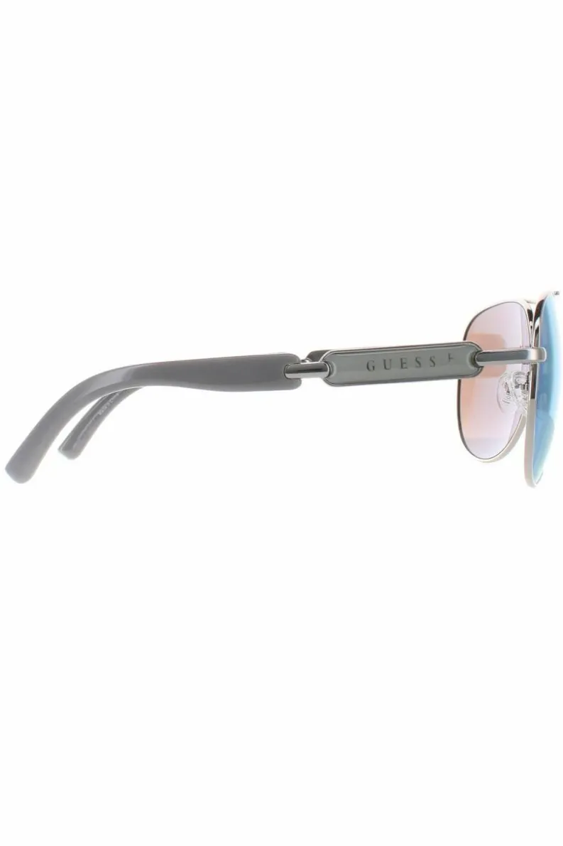 Sunglasses*Guess Aviator Shiny Dark Nickeltin Blue Mirror GU7295 Gold