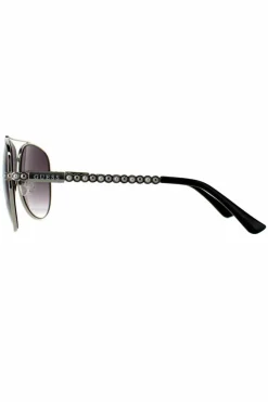 Sunglasses*Guess Aviator Shiny Light Nickeltin Smoke Gradient GF0356 Silver