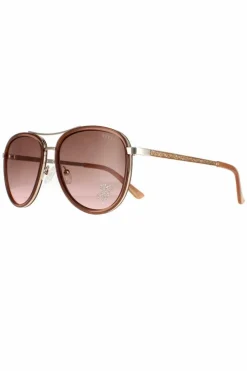 Sunglasses*Guess Aviator Shiny Rose Bordeaux Mirror GF6052 Gold