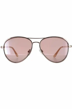 Sunglasses*Guess Aviator Shiny Rose Bordeaux Mirror GF0350 Gold