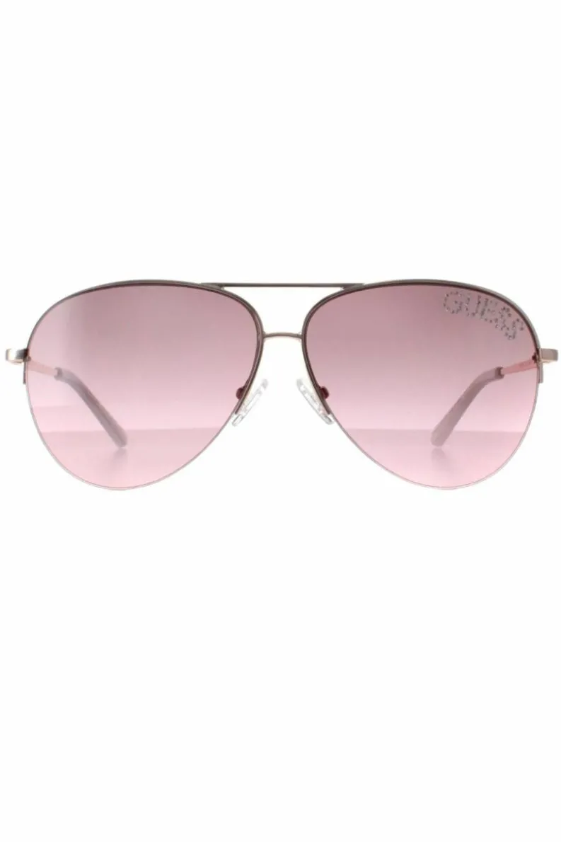 Sunglasses*Guess Aviator Shiny Rose Bordeaux Gradient GF6126 Gold