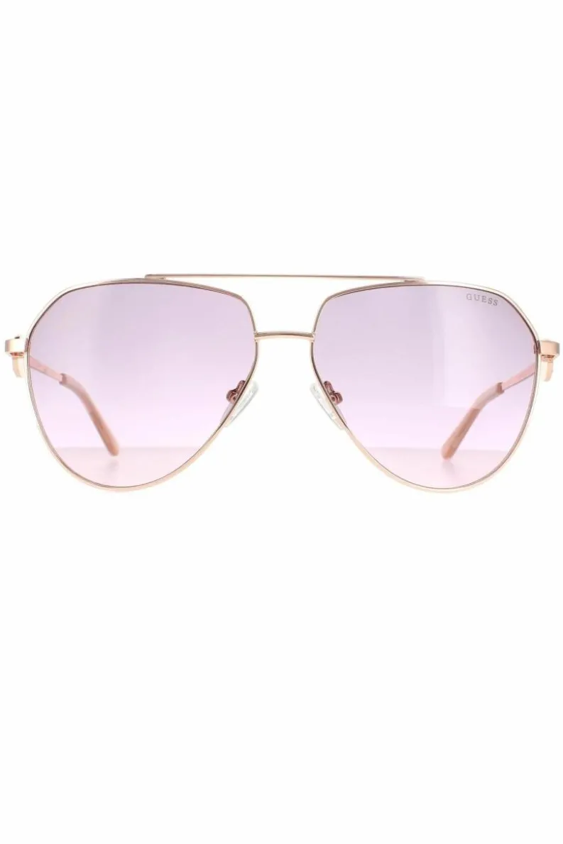 Sunglasses*Guess Aviator Shiny Rose Bordeaux Gradient GF6140 Gold