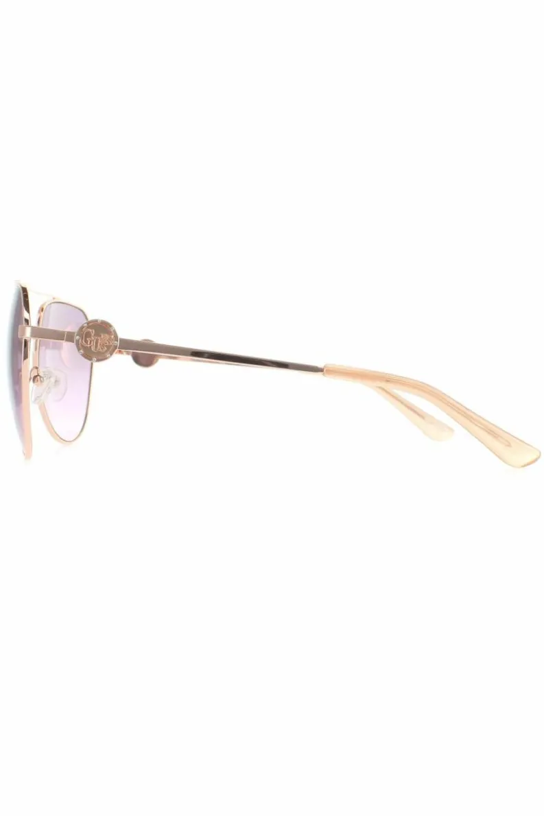 Sunglasses*Guess Aviator Shiny Rose Bordeaux Gradient GF6140 Gold