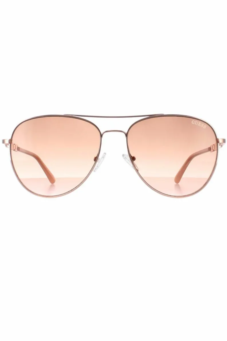 Sunglasses*Guess Aviator Shiny Rose Brown Gradient GF6143 Gold