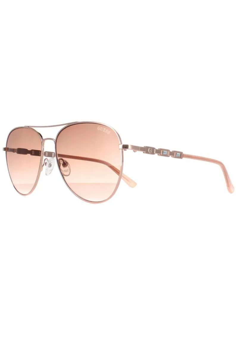 Sunglasses*Guess Aviator Shiny Rose Brown Gradient GF6143 Gold