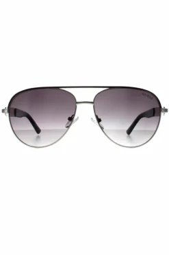 Sunglasses*Guess Aviator Black Grey Gradient GF0287 Silver