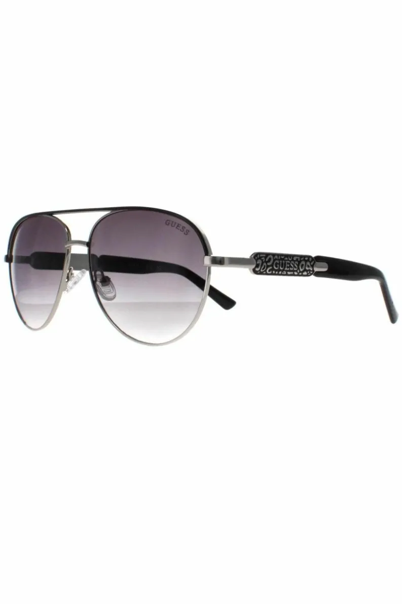 Sunglasses*Guess Aviator Black Grey Gradient GF0287 Silver
