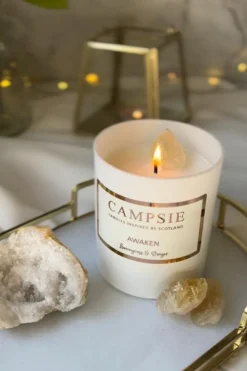 Candles & Diffusers|Candles*CAMPSIE Candles Awaken Citrine Crystal Candle - Lemongrass & Ginger White