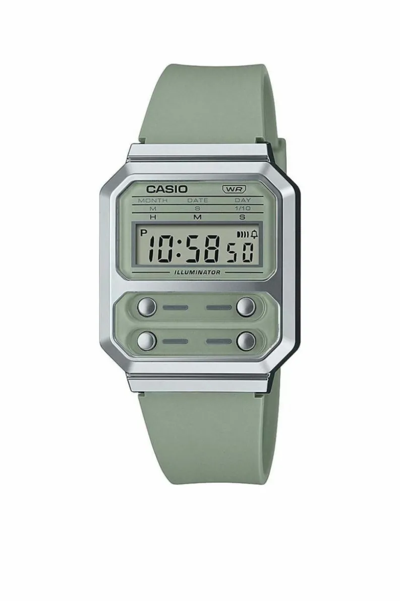 Watches*Casio A100WEF-3AEF Vintage 33mm Quartz Watch Green