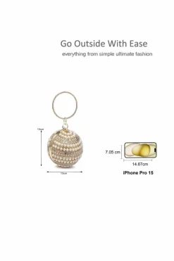 Handbags|Clutch Bags*Kitise Ball Shape Pearl Beaded Clutch Handbag With Round Diamanti Handle Gold