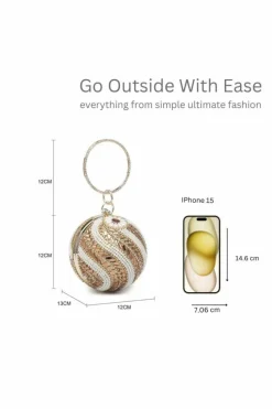 Clutch Bags*Kitise Ball Shape Spiral Crystals Pattern Clutch Bag Rose Gold