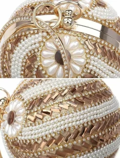Clutch Bags*Kitise Ball Shape Spiral Crystals Pattern Clutch Bag Silver