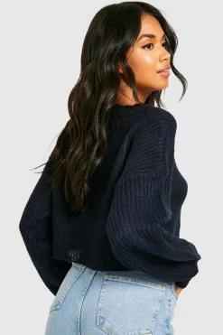 Jumpers|Jumpers & Cardigans*boohoo Balloon Sleeve Crop Jumper navy