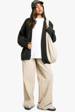 Cardigans|Jumpers*boohoo Balloon Sleeve Knitted Cardigan charcoal