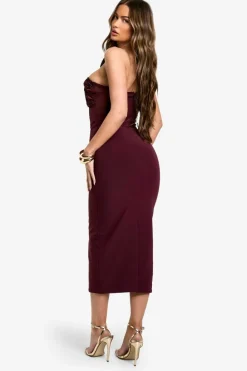 Bodycon Dresses|Dresses*boohoo Bandage Satin One Shoulder Midaxi Dress burgundy