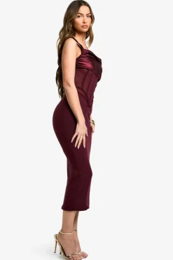 Bodycon Dresses|Dresses*boohoo Bandage Satin One Shoulder Midaxi Dress burgundy