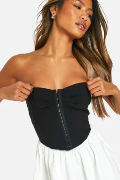 Skater Dresses*boohoo Bandeau Bengaline Corset Skater Dress black