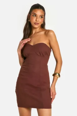 Bodycon Dresses*boohoo Bandeau Mini Dress chocolate