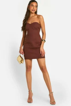 Bodycon Dresses*boohoo Bandeau Mini Dress chocolate