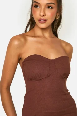 Bodycon Dresses*boohoo Bandeau Mini Dress chocolate