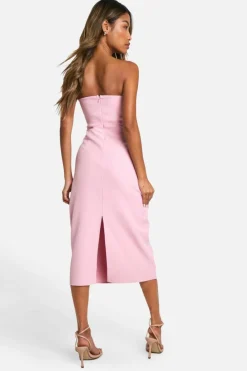 Midi Dresses*boohoo Bandeau Tailored Column Tailored Midi Dress baby pink