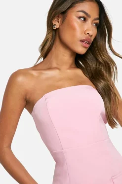 Midi Dresses*boohoo Bandeau Tailored Column Tailored Midi Dress baby pink