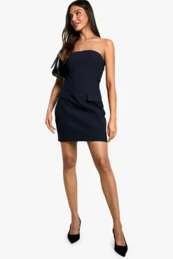 Skater Dresses|Mini Dresses*boohoo Bandeau Tailored Mini Dress navy