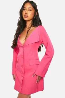 Blazer Dresses*boohoo Bardot Blazer Dress hot pink